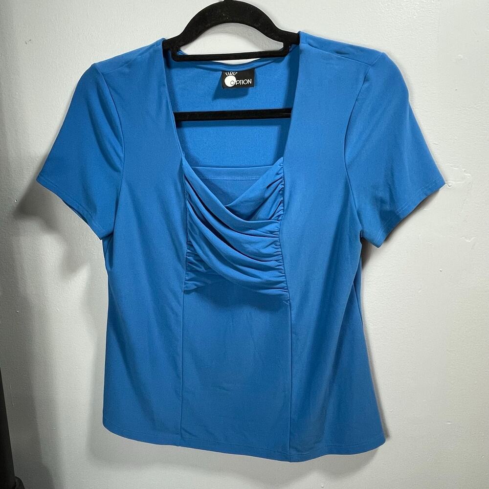 VTG Y2K Women's Medium Cinched Front Blue Blouse Regal Whimsigoth Ren Faire